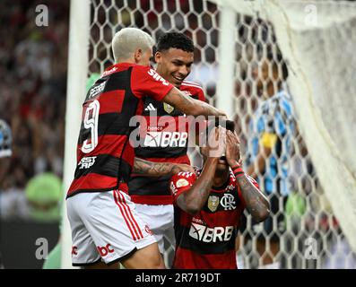 Das Maracana Stadium Bruno Henrique do Flamengo feiert sein Tor während des Spiels zwischen Flamengo und Grêmio am 11. juni 2023 im Maracana Stadium Stockfoto