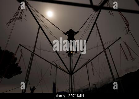 Schweiz, Tessin, Ascona, Trampolin Stockfoto