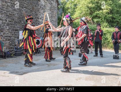 Aufführung der Flagcrackers of Craven beim Cappelside Farm Open Farm Day am 11. Juni 2023 in Rathmell (North Yorkshire). Stockfoto