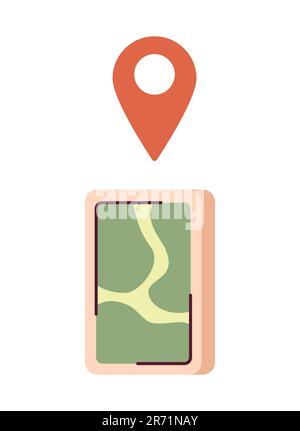 Halbflaches Vektorobjekt der mobilen Navigation Stock Vektor
