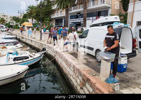 Albanien. Sarande. Fischer Stockfoto