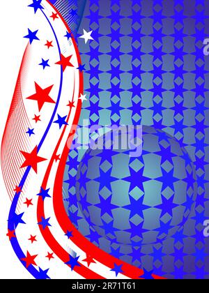 vektor EPS10-Darstellung von Kugel und Linien mit Sternen und Streifen Stock Vektor
