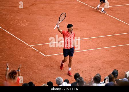 Paris, Frankreich. 11. Juni 2023. Novak Djokovic während des French Open-Finales, Grand-Slam-Tennisturnier am 11. Juni 2023 im Roland-Garros-Stadion in Paris, Frankreich. Kredit: Victor Joly/Alamy Live News Stockfoto