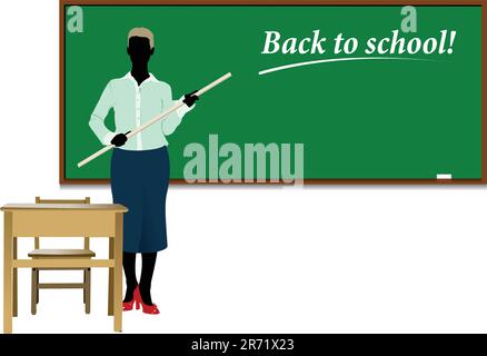 Lehrerin im Klassenzimmer. Zurück zur Schule. Vektor-illustration Stock Vektor