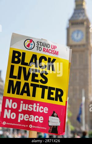 England, London, Westminster, Parliament Square, Black Lives Matter Protesters Plakat. Stockfoto