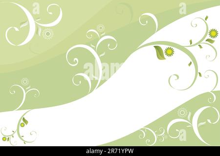 Zusammenfassung Hintergrund grüne Farbe mit locken und Blumen Stock Vektor