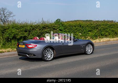 2011 Grey Maserati Grancabrio Auto V8 MC Shift Auto Cabriolet Benzinmotor 4691 cm3; auf der Classic & Performance Motor Show im Hoghton Tower; Supercar Showtime Juni 2023 Stockfoto