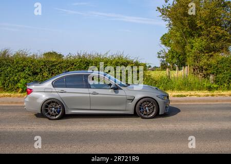 2018 BMW M3 CS S-A, M TwinPower Turbo DCT Auto Start/Stop Grey Limousine 2979 ccm; auf der Classic & Performance Motor Show im Hoghton Tower; Supercar Showtime Juni 2023 Stockfoto