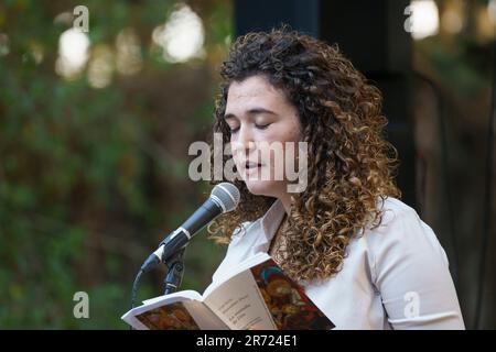 Cecília Navarro, poetischer Auftritt, Oratori de Sant Blai, Campos, Mallorca, Balearen, Spanien Stockfoto