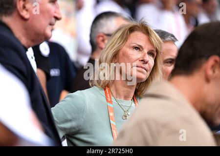 Paris, Frankreich. 12. Juni 2023. Dijana Djokovic, Mutter von Novak Djokovic beim French Open-Finale, Grand-Slam-Tennisturnier am 11. Juni 2023 im Roland-Garros-Stadion in Paris, Frankreich. Foto von Victor Joly/ABACAPRESS.COM Kredit: Abaca Press/Alamy Live News Stockfoto