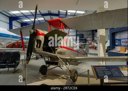 Eine De Havilland Tiger Moth im De Havilland Aircraft Museum, Colney, Hertfordshire Stockfoto