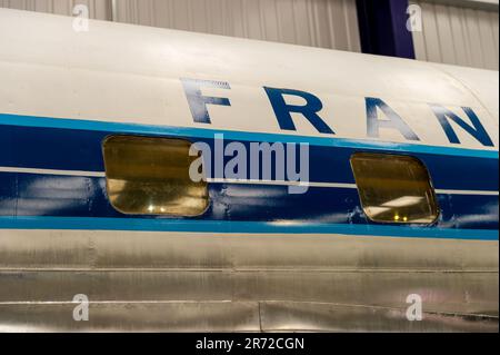 Dh Comet 106 1A mit quadratischen Fenstern im De Havilland Aircraft Museum, Colney, Hertfordshire Stockfoto