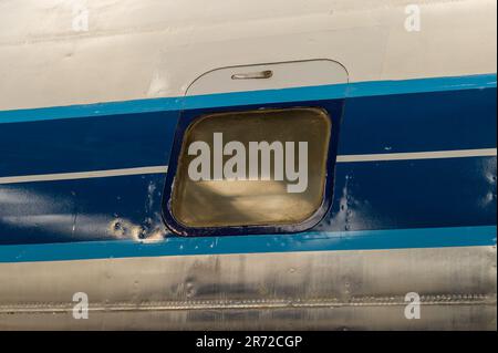 Dh Comet 106 1A mit quadratischen Fenstern im De Havilland Aircraft Museum, Colney, Hertfordshire Stockfoto