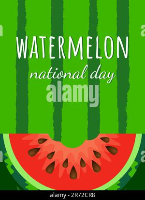 Sommerkarte mit Wassermelone. Sommerliche Wassermelone mit kalligraphischen Designelementen. Sommerposter, Vektordarstellung. Stock Vektor