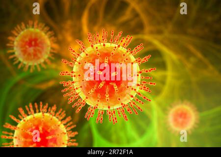 Gruppe von Viren, Computerdarstellung. Stockfoto