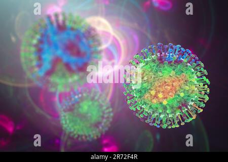 Gruppe von Viren, Computerdarstellung. Stockfoto