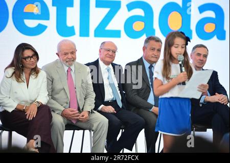 Brasilia, Brasilien. 12. Juni 2023. Foto, Präsident Lula. Am Montag (12.) wird Präsident Lula an der Eröffnungszeremonie des National Alphabate Child Commitment teilnehmen. (Foto: Ton Molina/Fotoarena) Kredit: Foto Arena LTDA/Alamy Live News Stockfoto