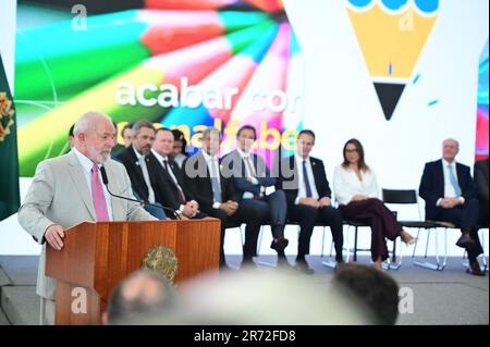 Brasilia, Brasilien. 12. Juni 2023. Foto, Präsident Lula. Am Montag (12.) wird Präsident Lula an der Eröffnungszeremonie des National Alphabate Child Commitment teilnehmen. (Foto: Ton Molina/Fotoarena) Kredit: Foto Arena LTDA/Alamy Live News Stockfoto