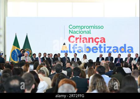 Brasilia, Brasilien. 12. Juni 2023. Foto, Überblick über die Zeremonie. Am Montag (12.) wird Präsident Lula an der Eröffnungszeremonie des National Alphabate Child Commitment teilnehmen. (Foto: Ton Molina/Fotoarena) Kredit: Foto Arena LTDA/Alamy Live News Stockfoto