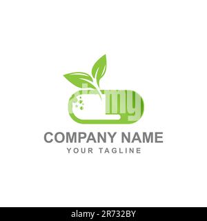 Kräuterblatt Kapsel Pille Arzneimittel Logo Vector.EPS 10 Stock Vektor