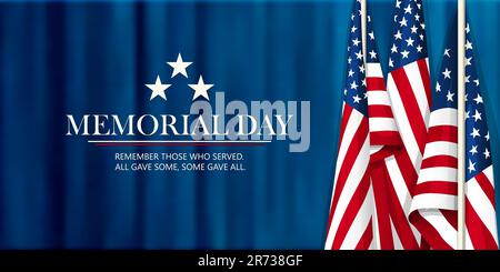 Übergangskarte zum Memorial Day mit amerikanischen Flaggen und Kopierraum Stock Vektor
