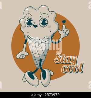 Bleib cool 70s Retro-Motivationsdruck Stock Vektor