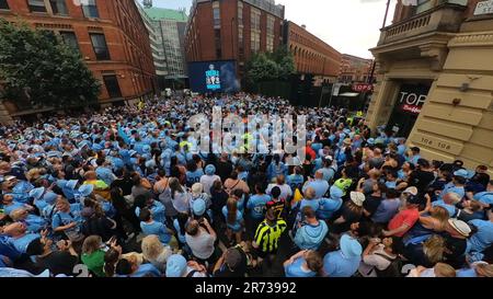 Manchester City Siegesparade und Show, Juni 2023 Stockfoto