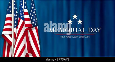 Übergangskarte zum Memorial Day mit amerikanischen Flaggen und Kopierraum Stock Vektor