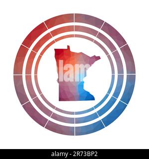 Minnesota-Emblem. Helles Farbverlauf-Logo des US-Bundesstaates in flachem Poly-Stil. Stock Vektor