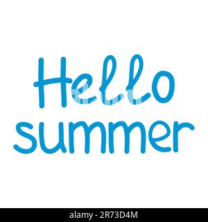 Hallo Sommer handgezeichnete blaue Schriftzeichen Schriftart, Vektordarstellung Stock Vektor