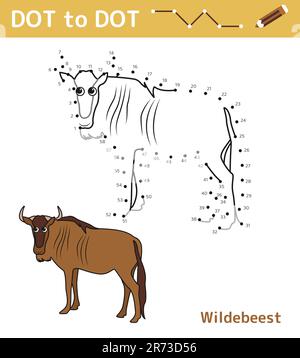 Zahlen Spiel Punkt zu Punkt. Mathe-Spiel für Kinder. Stock Vektor