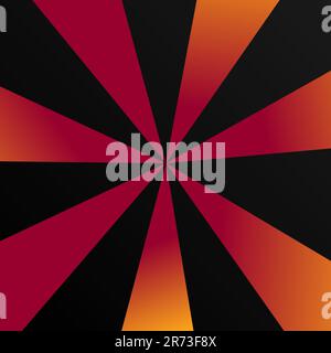 Geschmeidiger Hintergrund mit abstraktem Design. Retro-Ray-Muster auf roten, schwarzen und gelben Farben. Vorlage für sportlichen Hintergrund für Banner, Hintergrundbild Stock Vektor
