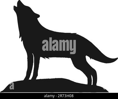 Heulender Wolf, schwarzer Silhouettenvektor Stock Vektor