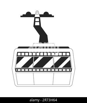Kabinen Seilbahn Linie Art Vector Cartoon Ikone Stock Vektor