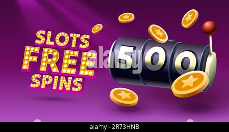 Slots-Freispiele 500, Flyer-Poster, Bannerspiel. Vektor Stock Vektor