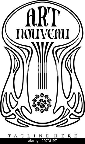 Klassischer Rahmen Art Nouveau eleganter Blumenschmuck Illustration Silhouette Vektorbilder für Ihre Arbeit Logo, Merchandise-T-Shirt, Aufkleber und l Stock Vektor