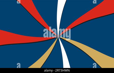 Geschmeidiger Hintergrund mit abstraktem Design. Einfaches Wirbel- und Wirbelmuster auf roten, blauen und weißen Farben. Vorlage für Vintage-Art für Banner Stock Vektor