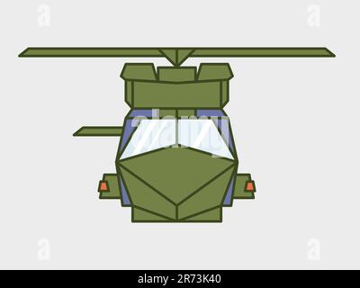 Vorderansicht des Hubschraubers, Caiman NH90 in der französischen Armee, kann für Web und Druck wie Aufkleber, Aufnäher, Logo und Illustration verwendet werden Stock Vektor