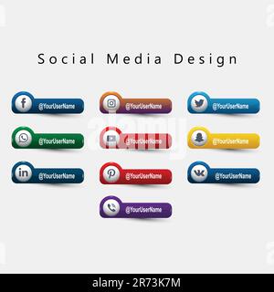 Zehn elegante Symbole für soziale Medien Stock Vektor