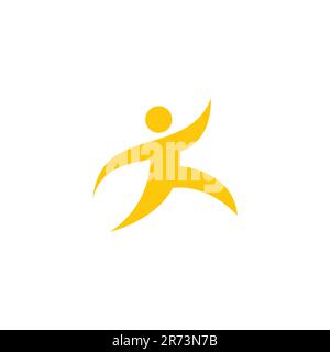Das Symbol „People Jump“ in WitYellow. Run-Logo. Menschlicher Abstract Stock Vektor