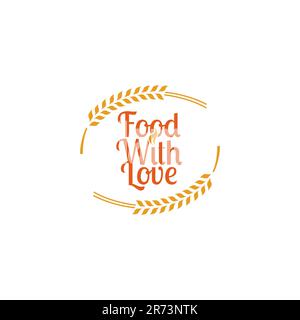 „Food with Love“-Logo. Abbildung Weizenvektor Stock Vektor