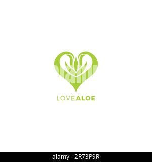 „Love Aloevera“-Logo. Aloe-Logo-Symbol. Naturlogo Stock Vektor