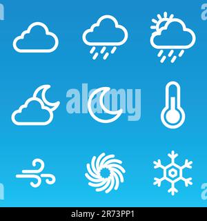 Wettervorhersage-Symbole legen das Vektordesign fest Stock Vektor
