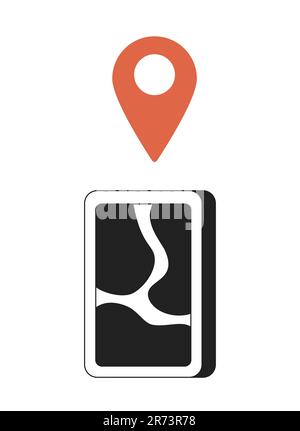 Mobile Navigation Schwarzweiß-Flachvektorobjekt Stock Vektor