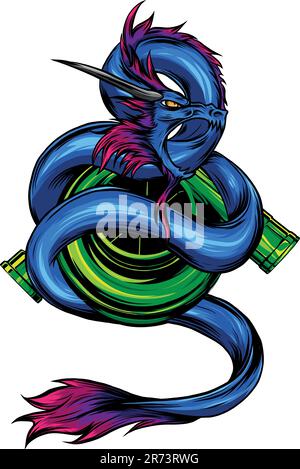 Zeichnung eines bunten Drachen-Vektordesigns Stock Vektor
