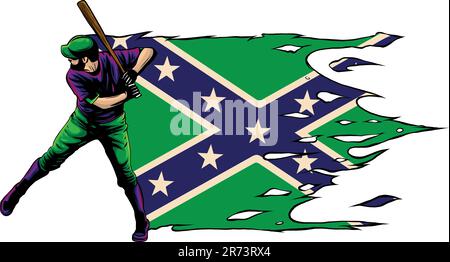 Vektordarstellung eines Baseballspielers, der den Ball trifft. Wunderschönes Poster zum Thema Sport. Abstrakter Hintergrund, Sommersport, Teamspiel Stock Vektor