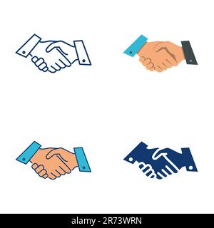 Legende mit flachen Linien. Business-Handschlag-Symbol, Gruß-Shake. Vektordarstellung. Stock Vektor