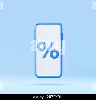 3D Telefon mit Prozentwert auf dem Bildschirm Stock Vektor