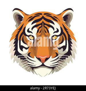 Tigerkopf-Logo. Abstraktes Zeichnen eines Tigergesichts. Süßes Tigergesicht isoliert. Vektordarstellung Stock Vektor