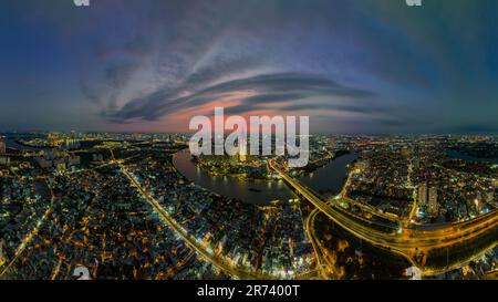 12. März 2023: Panoramablick auf das Wohngebiet Landmark, wo sich das 81-stöckige Gebäude befindet, Binh Thanh District, HCMC Stockfoto